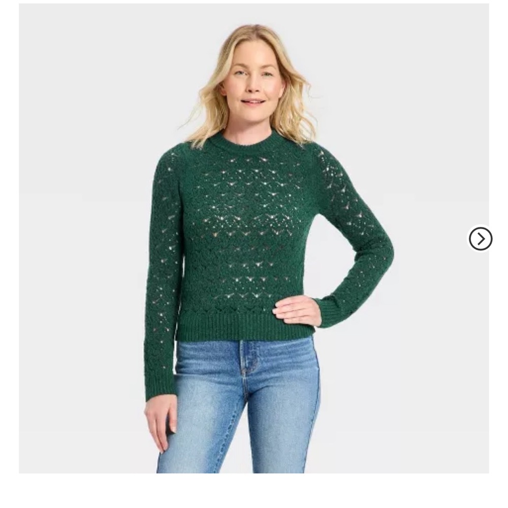 Universal Thread Green Lace Crewneck Pullover Sweater Size 1X NWT